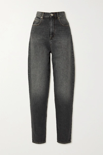 Shop Isabel Marant Étoile Corsy High-rise Tapered Jeans In Gray