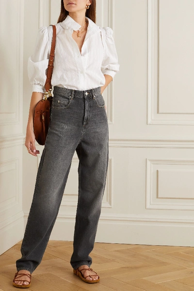 Shop Isabel Marant Étoile Corsy High-rise Tapered Jeans In Gray