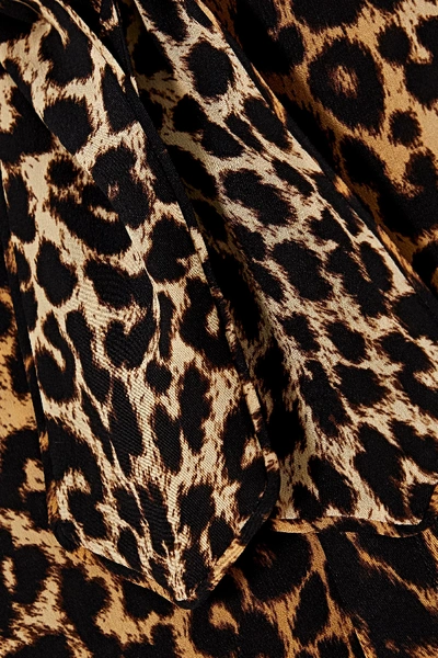 Shop Saint Laurent Pussy-bow Leopard-print Silk Crepe De Chine Shirt In Brown