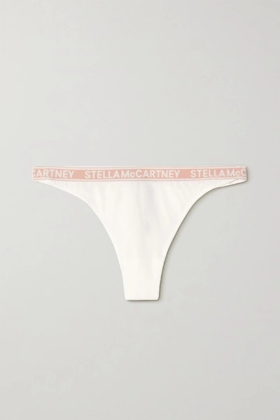 Shop Stella Mccartney Stretch-cotton Thong In White
