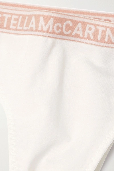 Shop Stella Mccartney Stretch-cotton Thong In White
