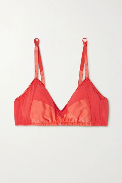 Shop Araks Net Sustain Yanelis Cotton And Stretch-silk Triangle Bra In Orange