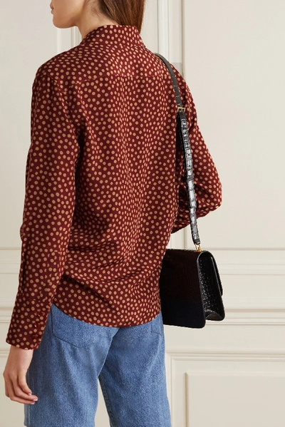 Shop Saint Laurent Polka-dot Silk Crepe De Chine Shirt In Red