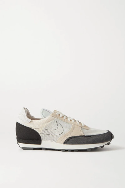 Shop Nike Daybreak Type Leather-trimmed Embroidered Mesh And Suede Sneakers In Beige