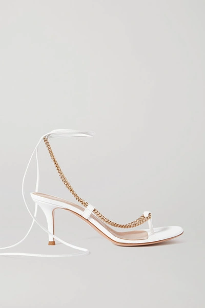 Shop Gianvito Rossi 70 Chain-embellished Leather Sandals In White