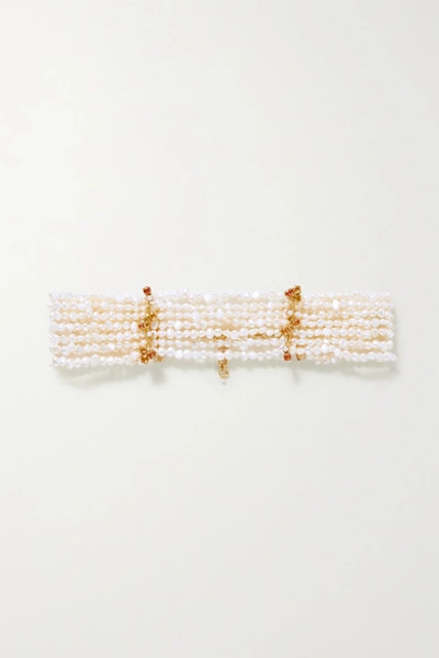 Shop Pacharee Bloom Gold-plated, Pearl And Sapphire Choker