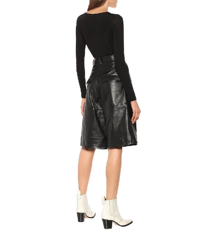 Shop Ganni Leather Shorts In Black