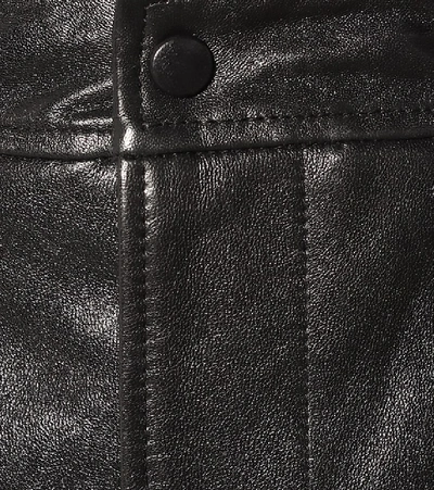 Shop Ganni Leather Shorts In Black