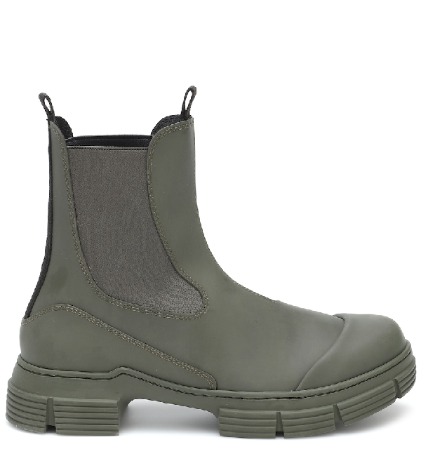 ganni green chelsea boots