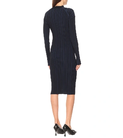 Shop Acne Studios Ribbed Cotton-blend Midi Dress In Blue