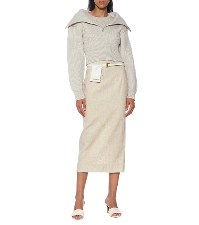 Jacquemus Risoul Layered Ribbed Merino Wool Sweater In Grey