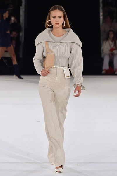 Jacquemus Risoul Layered Ribbed Merino Wool Sweater In Grey