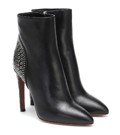 Shop Alaïa Embellished Leather Ankle Boots In Noir