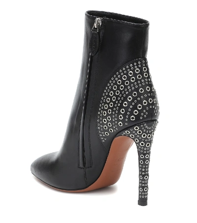 Shop Alaïa Embellished Leather Ankle Boots In Noir