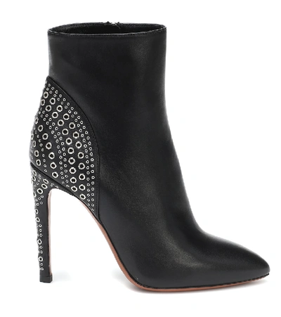 Shop Alaïa Embellished Leather Ankle Boots In Noir