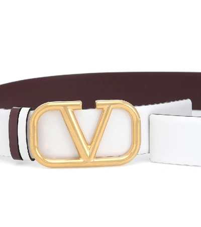 Shop Valentino Vlogo Reversible Leather Belt In White