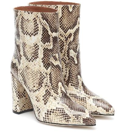 Shop Paris Texas Snake-effect Leather Ankle Boots In Beige