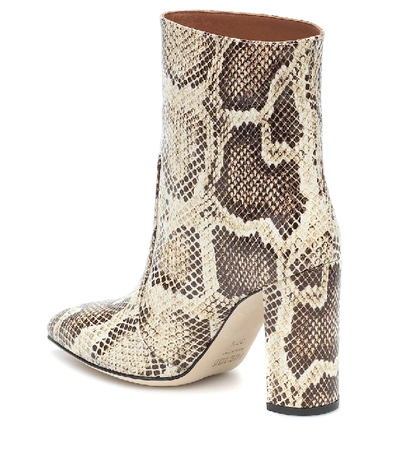 Shop Paris Texas Snake-effect Leather Ankle Boots In Beige