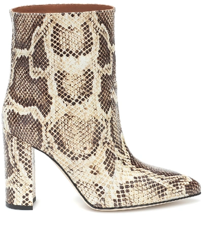 Shop Paris Texas Snake-effect Leather Ankle Boots In Beige