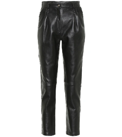 Shop Etro High-rise Slim Leather Pants In Black