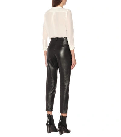Shop Etro High-rise Slim Leather Pants In Black