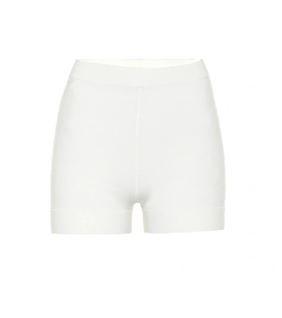 Shop Alaïa High-rise Wool-blend Shorts In White