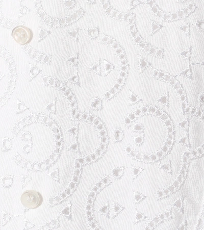 Shop Alaïa Cotton Midi Shirt Dress In White
