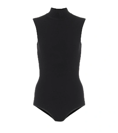 Shop Alaïa Wool-blend Bodysuit In Black