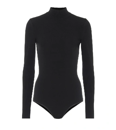 Shop Alaïa Wool-blend Turtleneck Bodysuit In Black