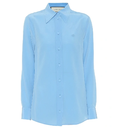 Shop Gucci Silk Crêpe Shirt In Blue