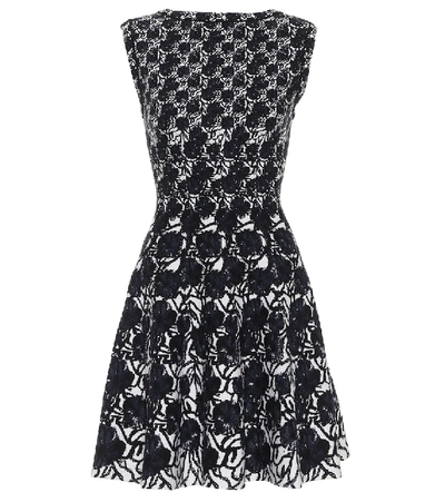 Shop Alaïa Floral Jacquard Wool-blend Minidress In Black