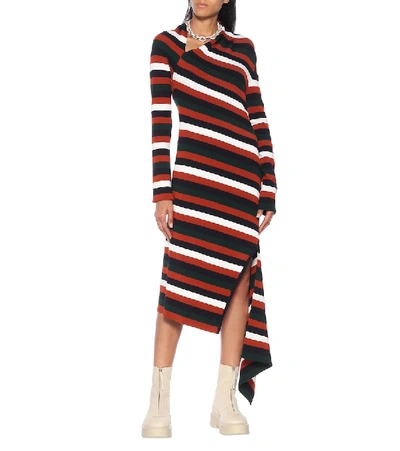 Shop Monse Striped Wool-blend Sweater Dress In Multicoloured