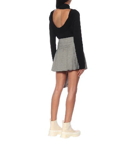 Shop Monse Checked Wool And Cotton Miniskirt In Grey