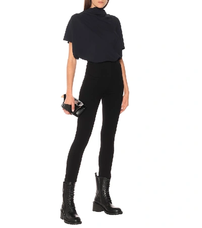 Shop Ann Demeulemeester High-rise Wool-blend Pants In Black