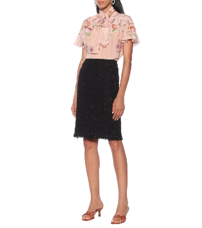 Shop Giambattista Valli Embellished Tweed Skirt In Black