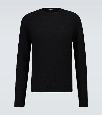 Shop Tom Ford Cashmere-blend Crewneck Sweater In Black