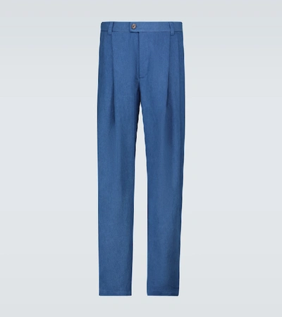 Shop King And Tuckfield Tapered Pleated Pants In Blue