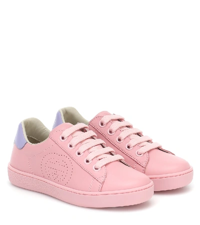 Shop Gucci Ace Leather Sneakers In Pink