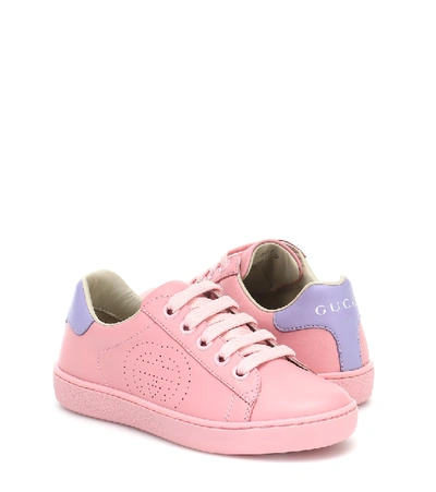 Shop Gucci Ace Leather Sneakers In Pink