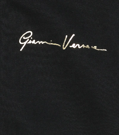 Shop Versace Gv Signature Zipped Cotton Hoodie In Black