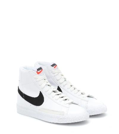 Shop Nike Blazer Mid Leather Sneakers In White