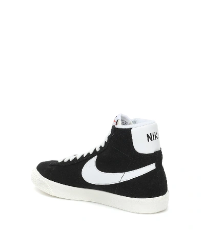 Shop Nike Blazer Mid Suede Sneakers In Black