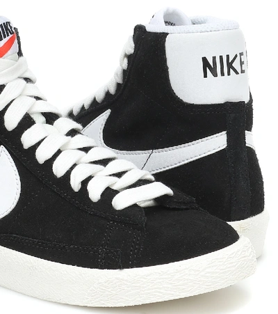 Shop Nike Blazer Mid Suede Sneakers In Black