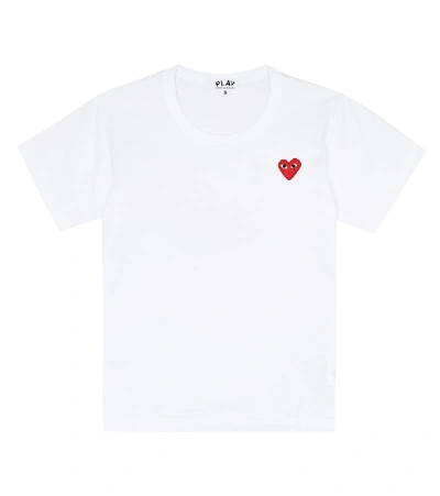 Shop Comme De Garçons Play Heart Logo Cotton T-shirt In White