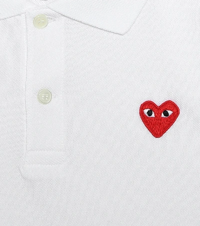 Shop Comme De Garçons Play Heart Logo Cotton Polo Shirt In White