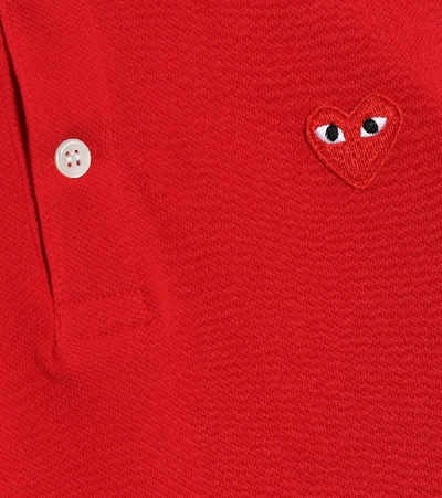 Shop Comme De Garçons Play Comme Des Garçons Play Kids Heart Logo Cotton Polo Shirt In Red