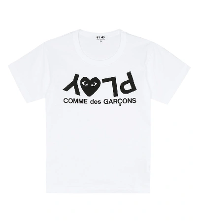 Shop Comme De Garçons Play Play Logo Cotton T-shirt In White