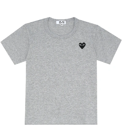 Shop Comme De Garçons Play Heart Logo Cotton T-shirt In Grey