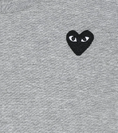 Shop Comme De Garçons Play Heart Logo Cotton T-shirt In Grey