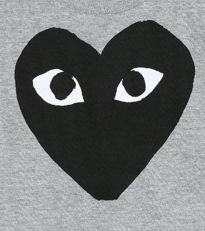 Shop Comme De Garçons Play Big Heart Logo Cotton T-shirt In Grey